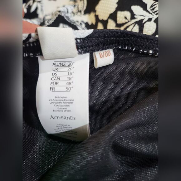Artesands Cantata Forte Hayes swimsuit NWOT size 18 D/DD Floral black and White - Picture 6 of 6